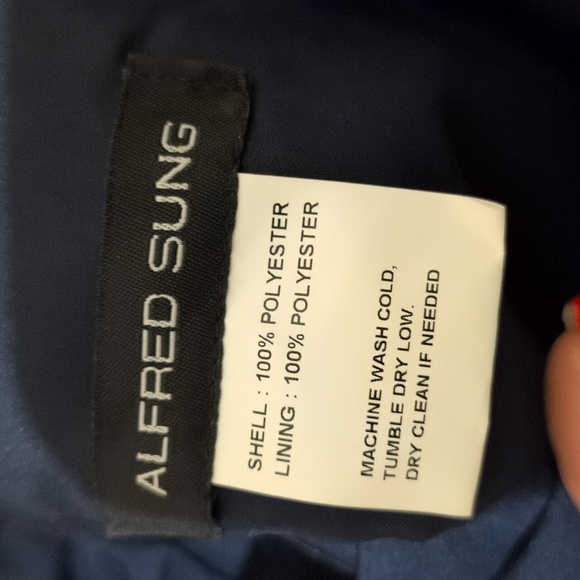 NWT Alfred Sung Maxi Dress Midnight Blue One Shoulder Gown Size 10 - Picture 7 of 14